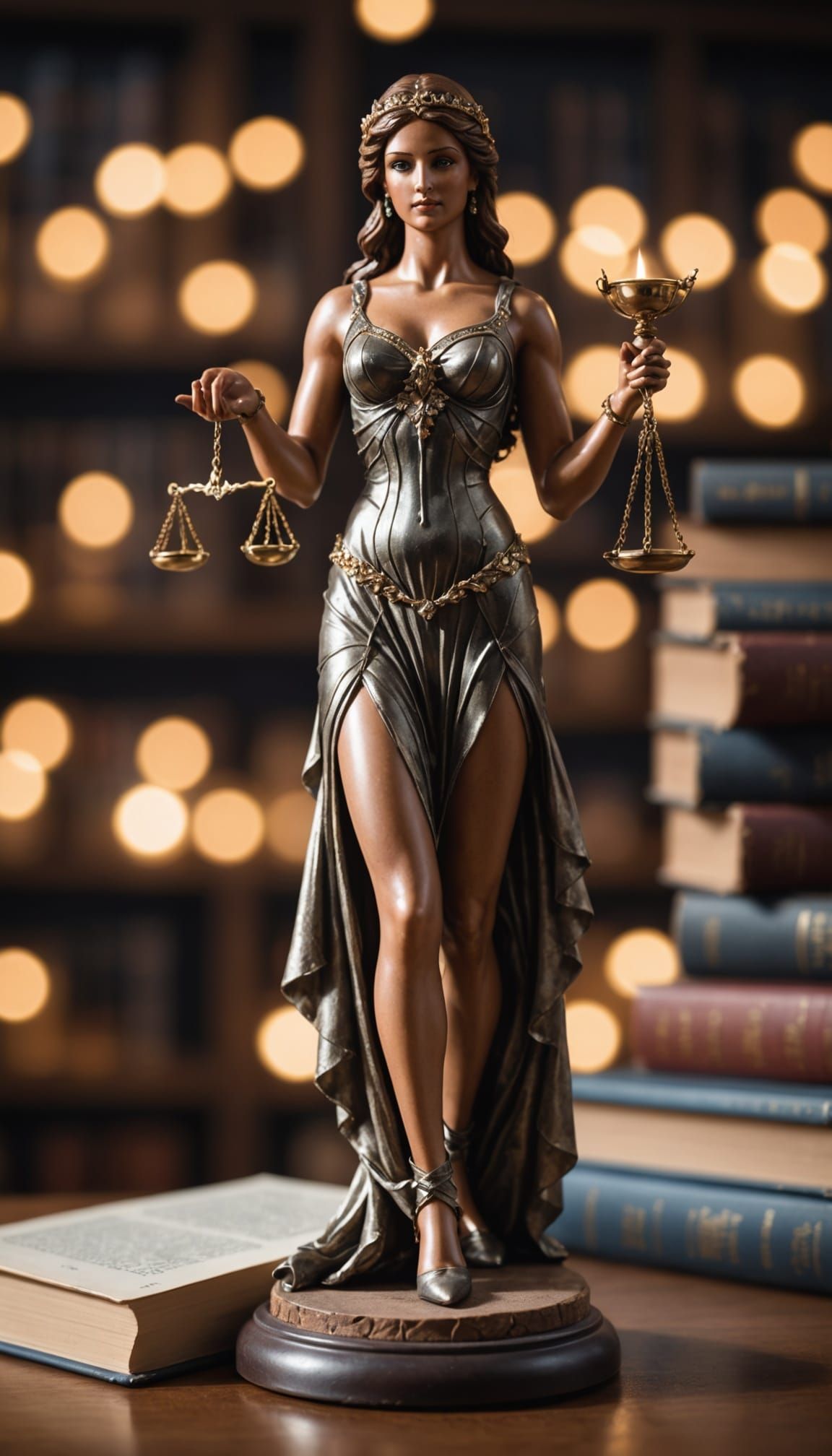 Photorealistic Goddess of Justice with Brown Hair