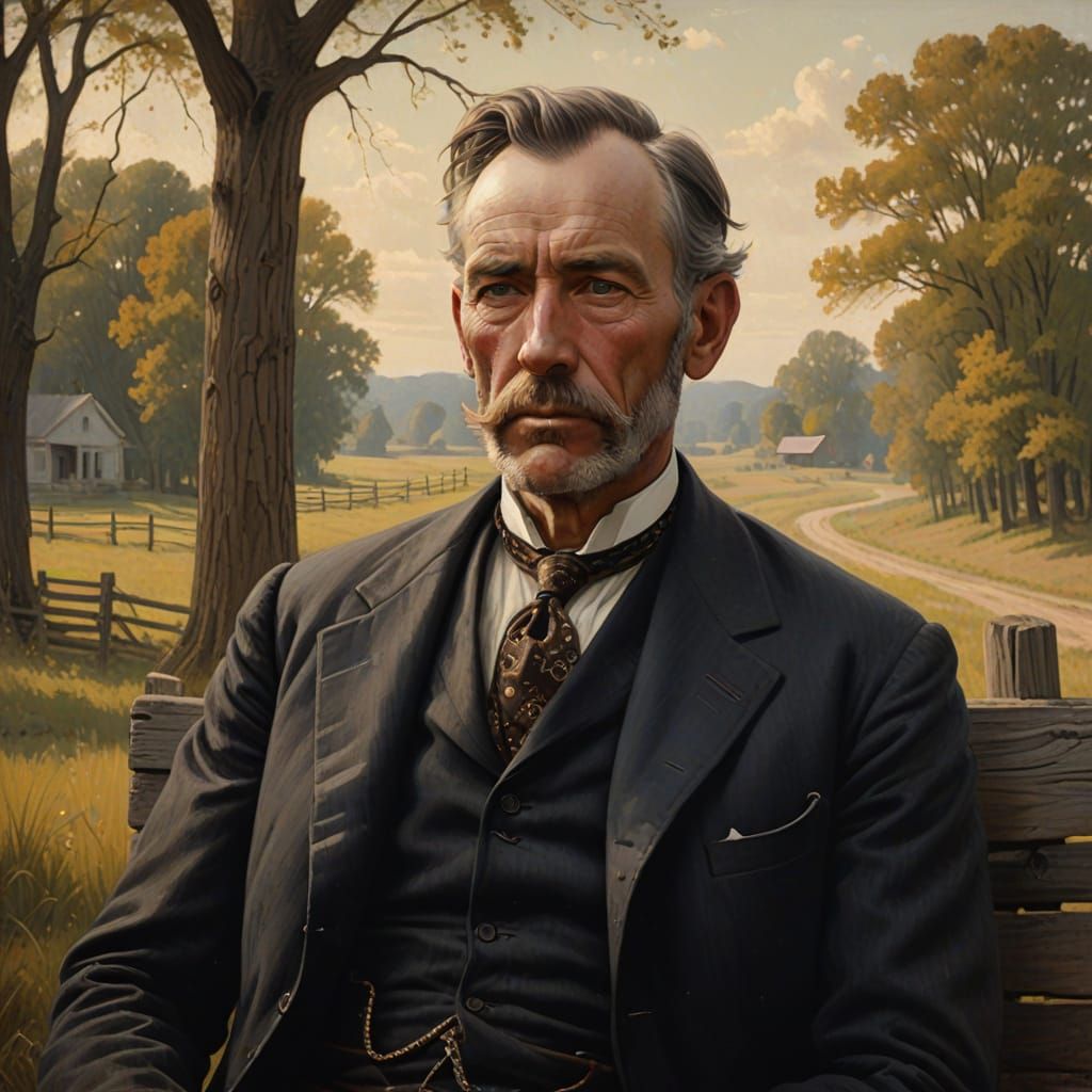 Rugged Gentleman in 19th Century Indiana Landscape