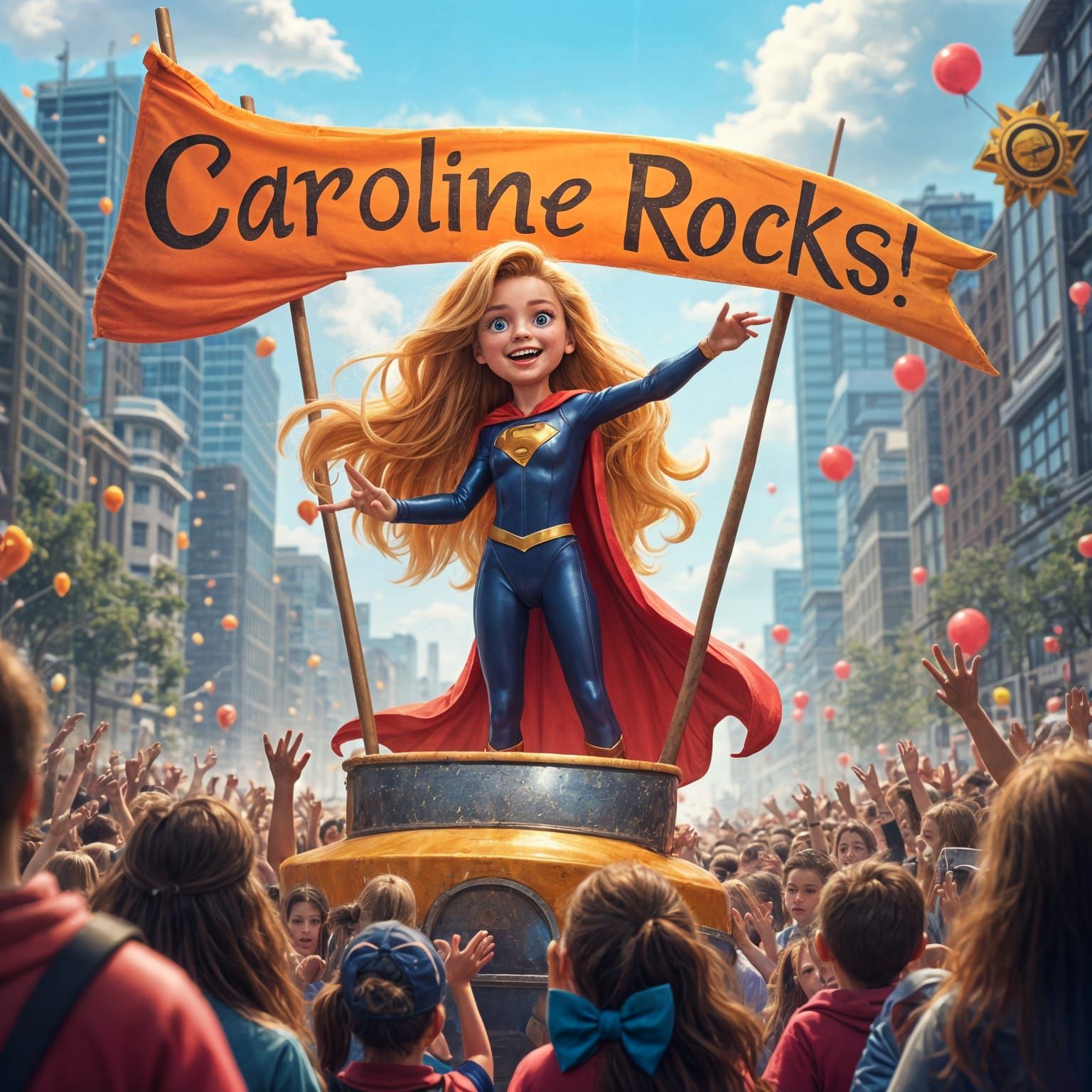 Young Superhero Girl Celebrated in City Parade