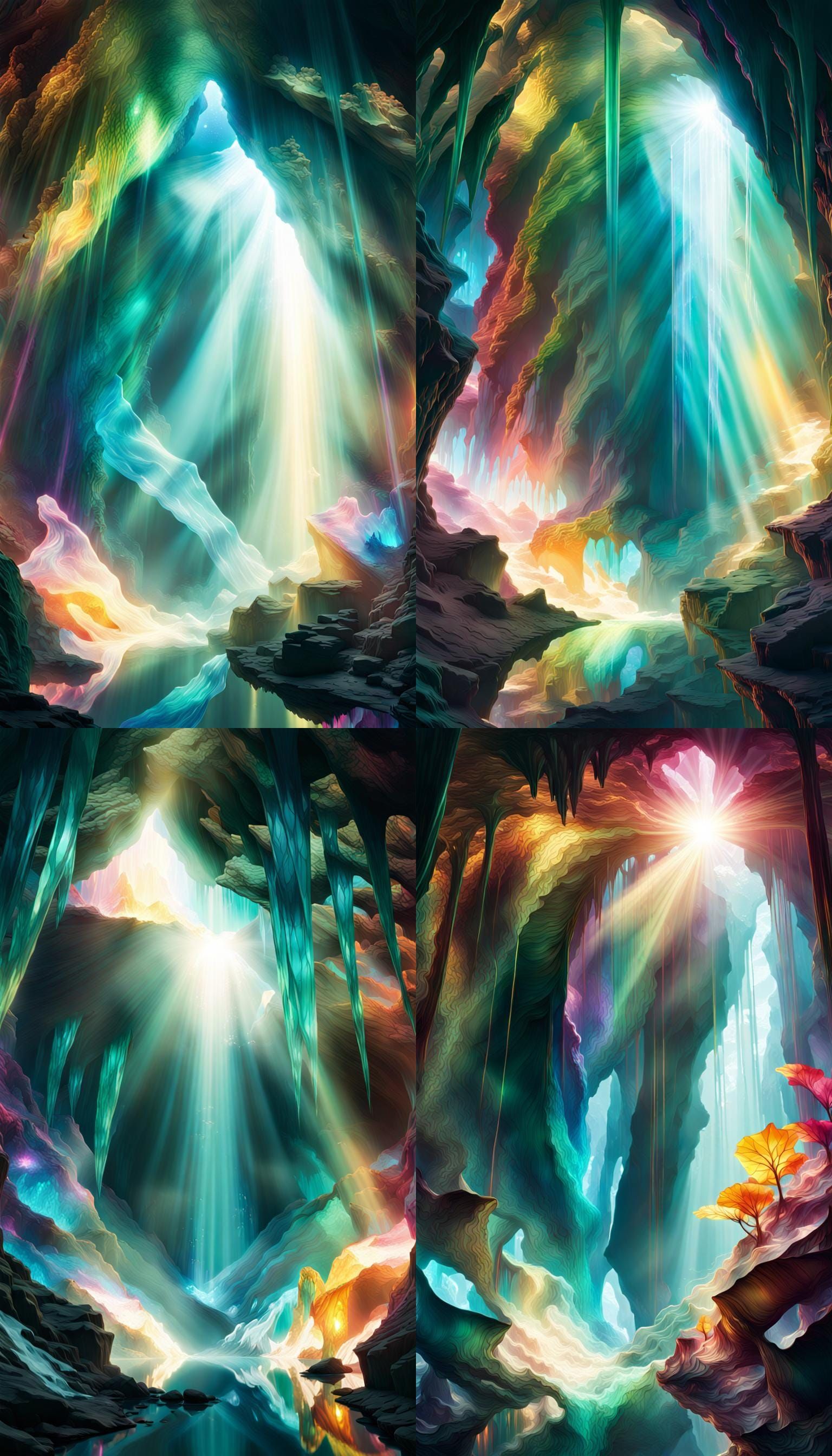 Iridescent Glass Cave: Epic Fantasy Concept Art