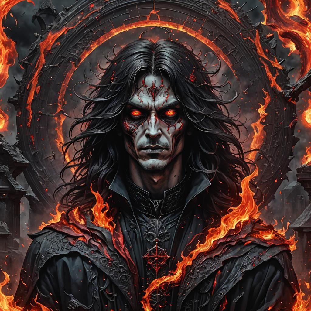 Vampire in Cemetery Inferno: Cosmic Illustration