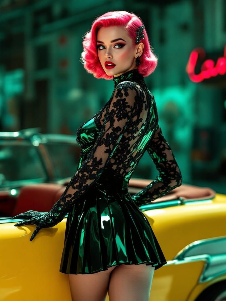 Retro-Futuristic Bohemian Goddess Shines in Chrome and Lace