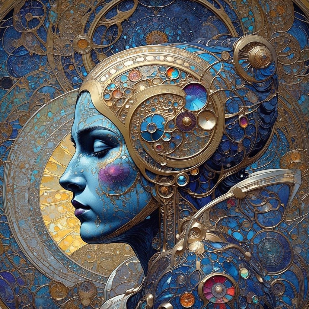 Mystical Metropolis with Ethereal Light, Art Nouveau Style