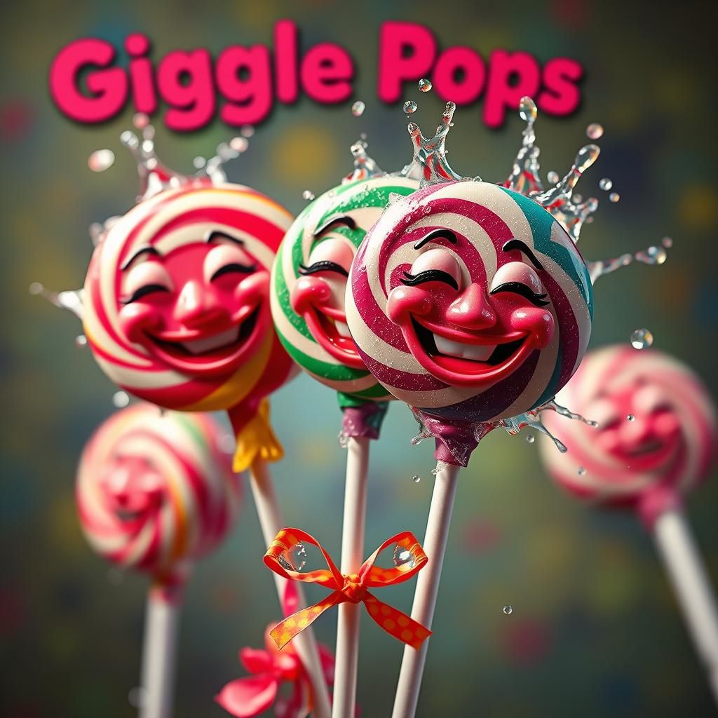 Laughing Lollipops Advertisement in Hyperrealistic Style