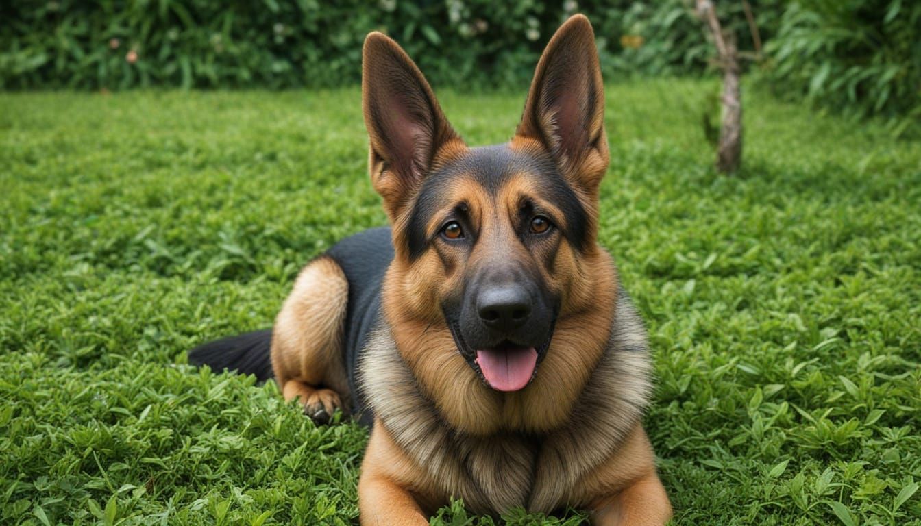Botanical German Shepherd in Surrealist Style