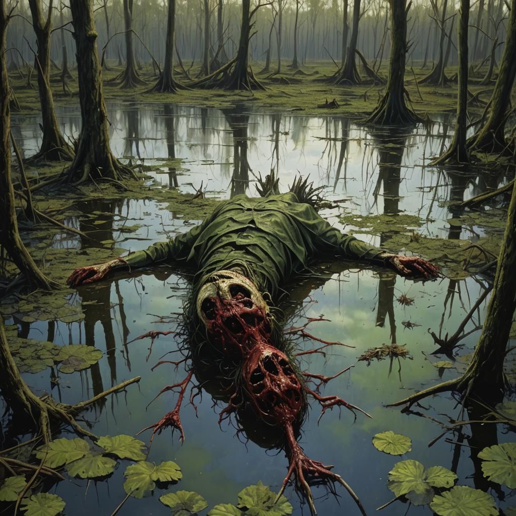 Dead Body in Swamp: Sinister Art
