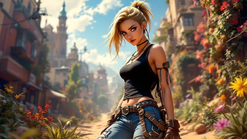 Hyperrealistic Chloe Price in Genshin Impact Landscape