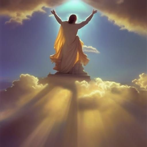 Heavenly God Floating in Divine Sunshine