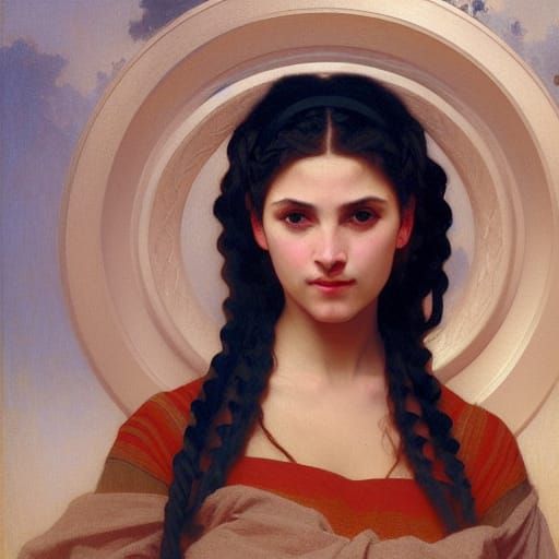 Minoan Woman in Academic Oil Painting Style