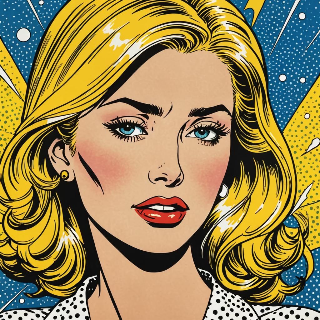 Crying Woman in 1960s Pop Art Style