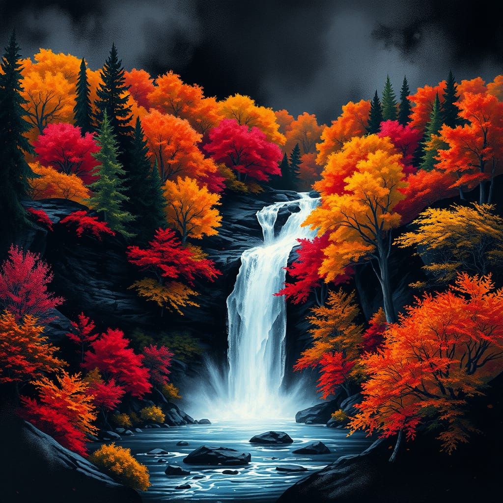 Surreal Autumn Landscape in Street Art Style