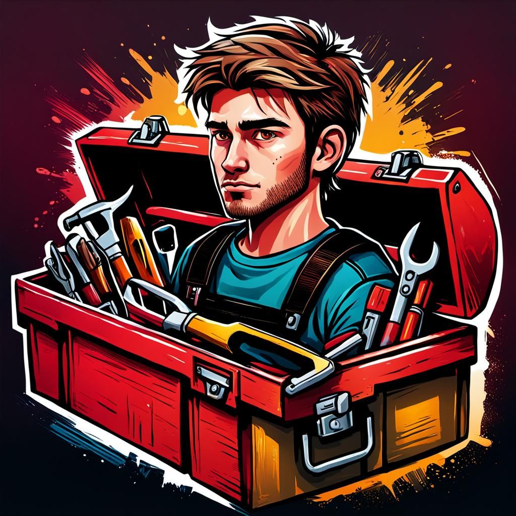Determined Young Adult Holds Toolbox for a Brighter Future