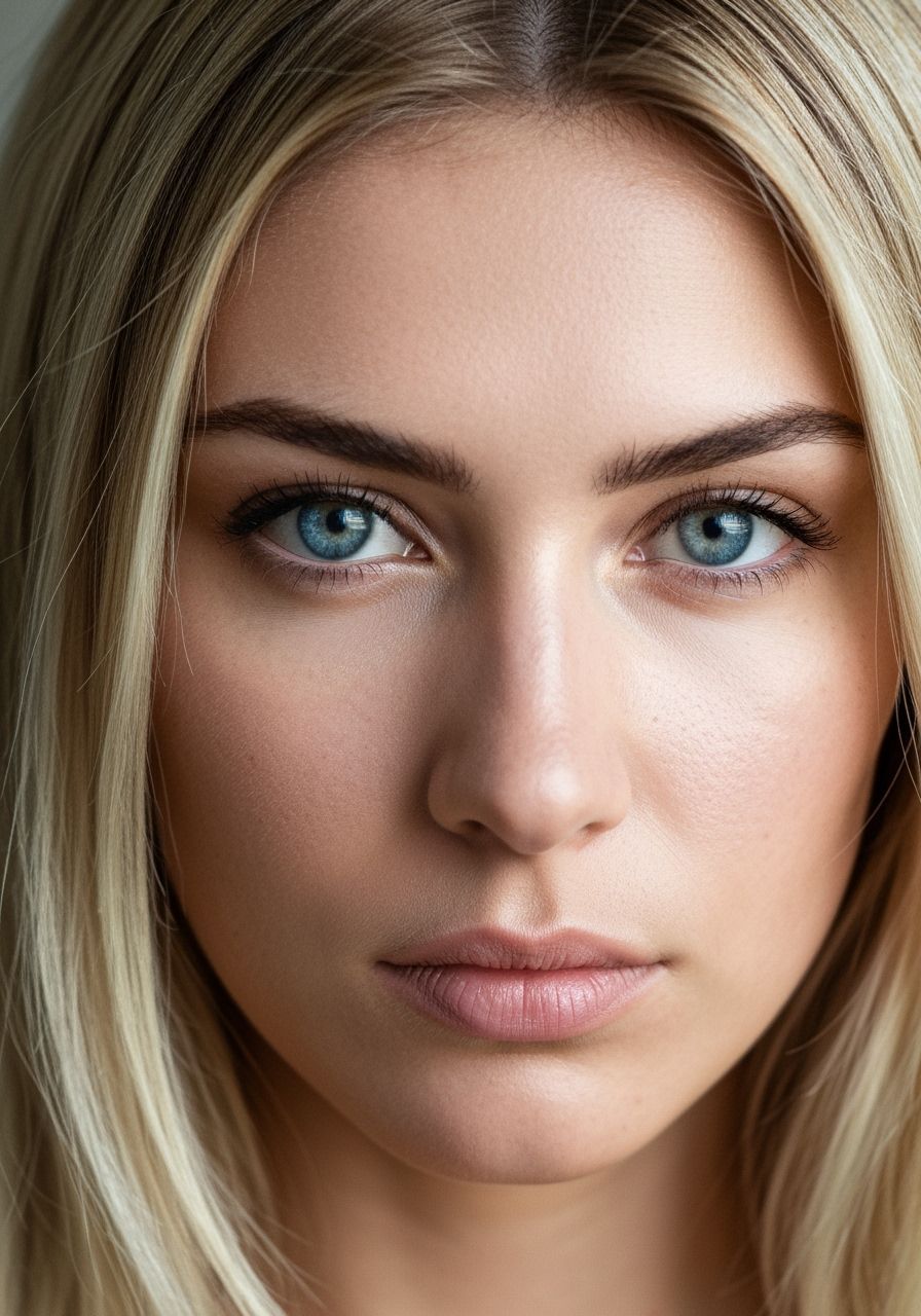 Blonde Model with Blue Eyes: Emotional Portrait