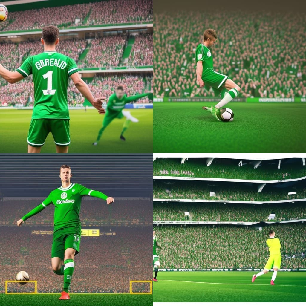 Footballer Kicks Ball in Stadium with Cheering Fans