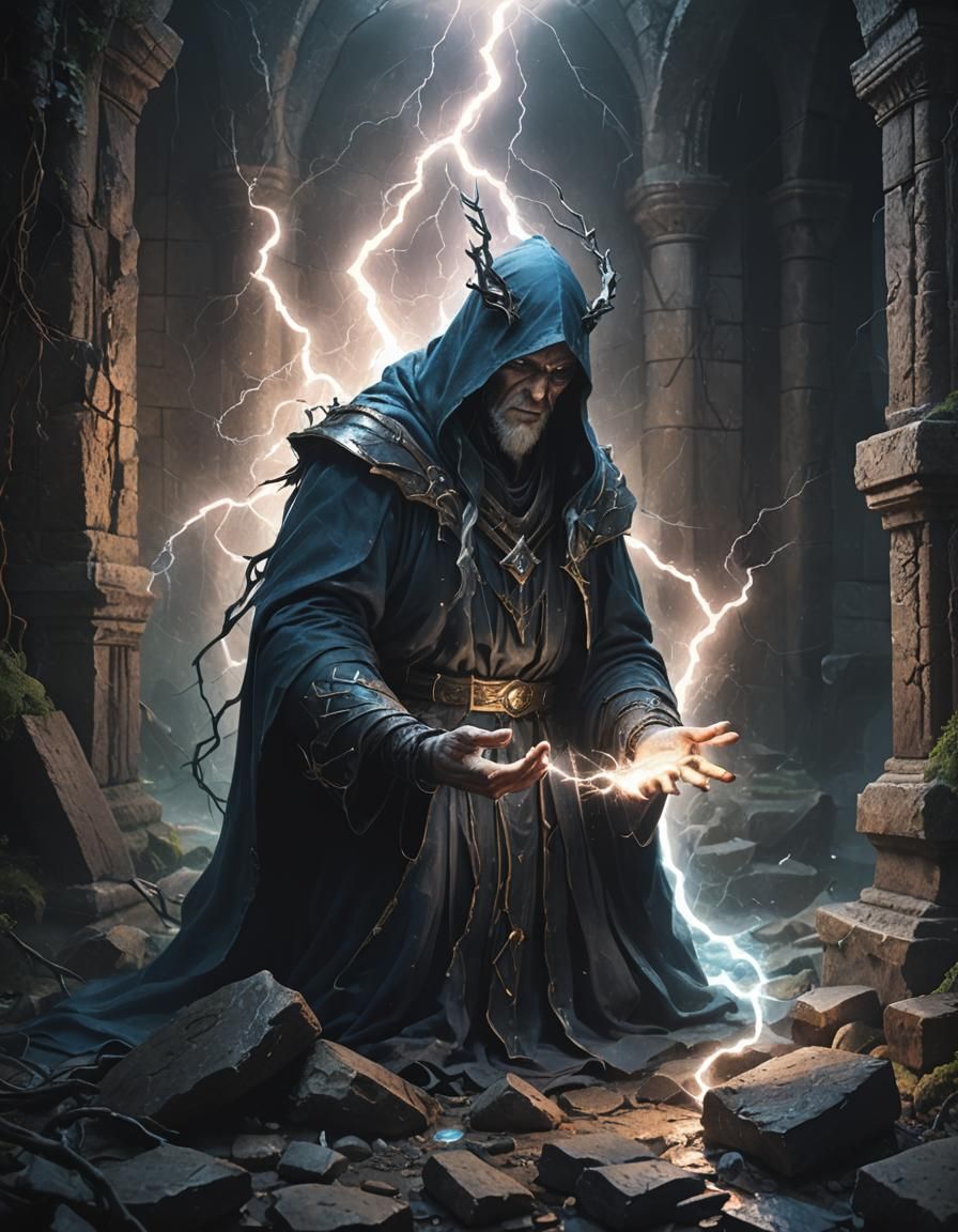 Dark Wizard conjures lightning