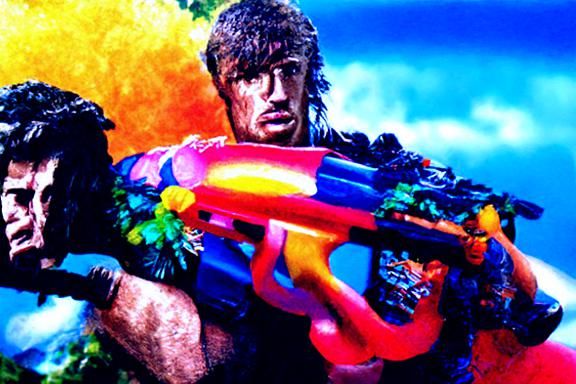 Rambo with nerf guns