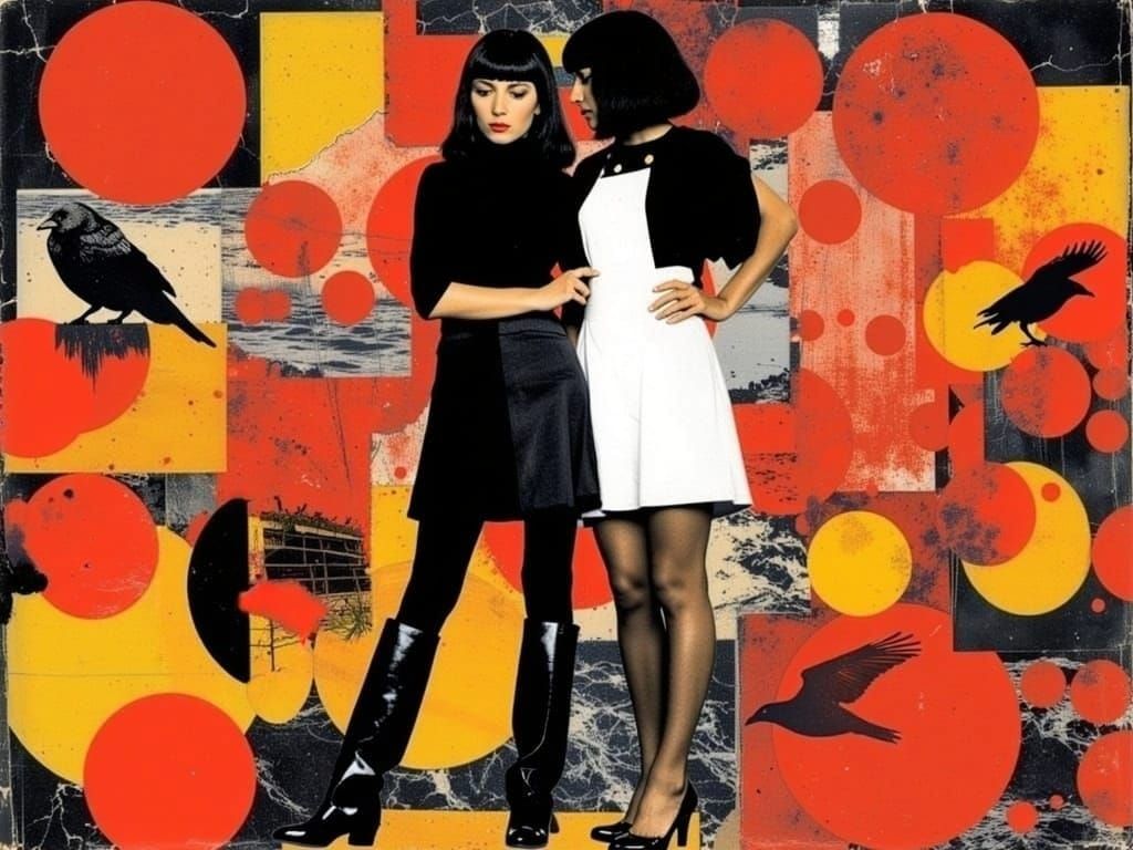 Psychedelic Fashion Model in Groovy Mini Skirts and Gogo Boo...