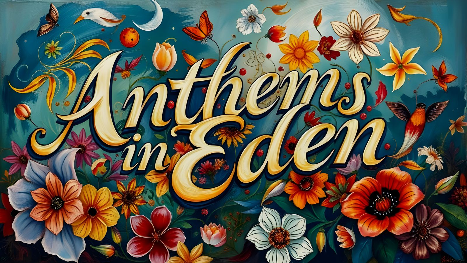 Expressionist Painting: Anthems In Eden Among Flowers