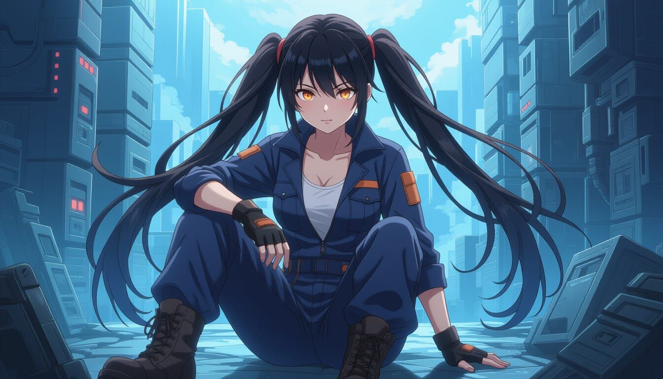 Sci-Fi Manga Woman in Cel-Shaded Anime Style