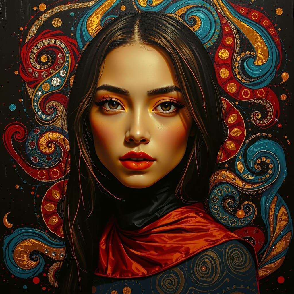 Abstract Expressionism with Iridescent Swirls