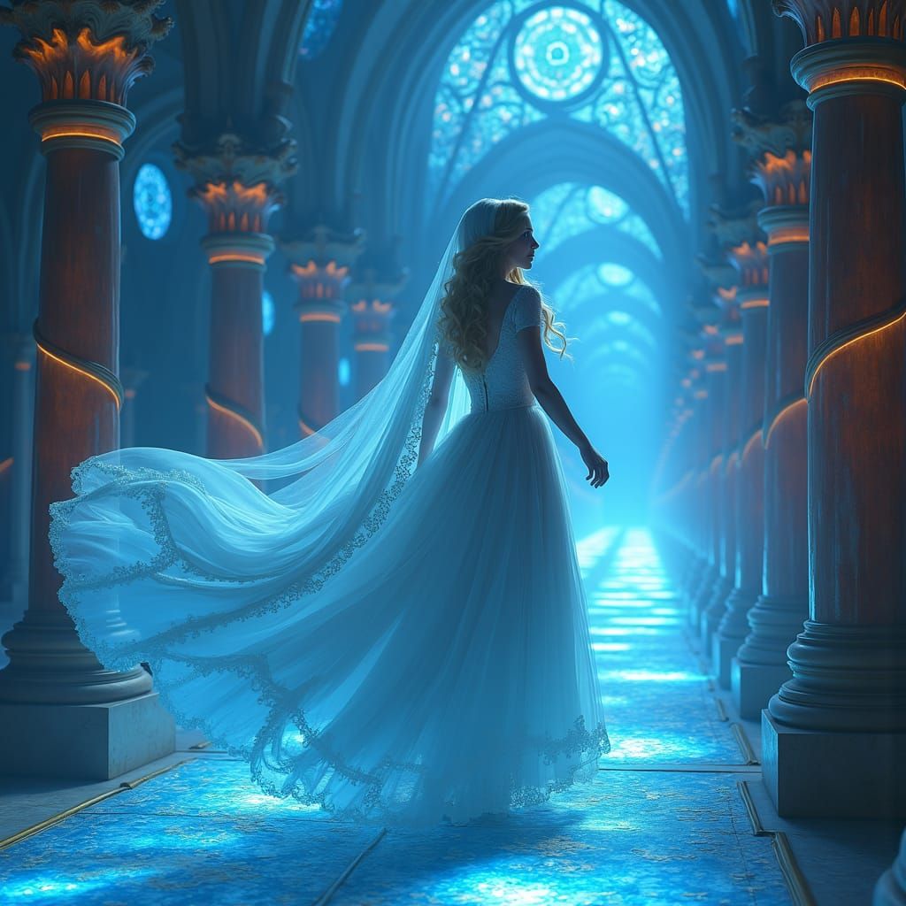 Neon Princess in Retro-Futuristic Dreamscape