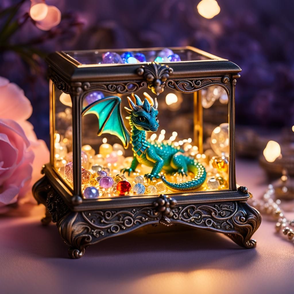 Baby Dragon Defends Glass Jewelry Hoard