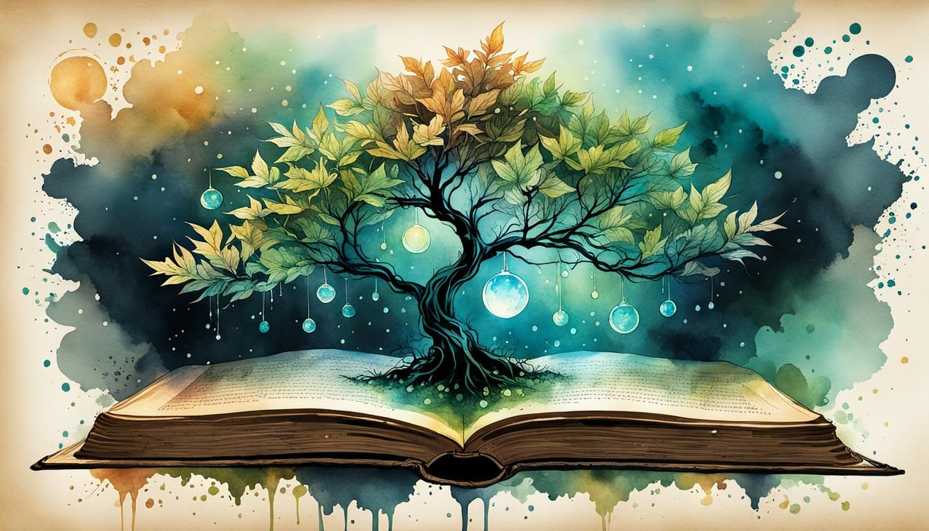 Ethereal Plant Ink Illustration on Parchment