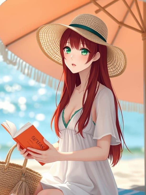 Surreal Beach Goddess Relaxing in a Summer Paradise