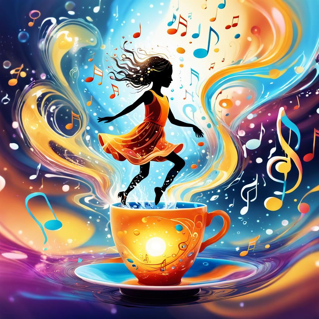 Dancing Figure in Liquid, Whimsical Digital Art