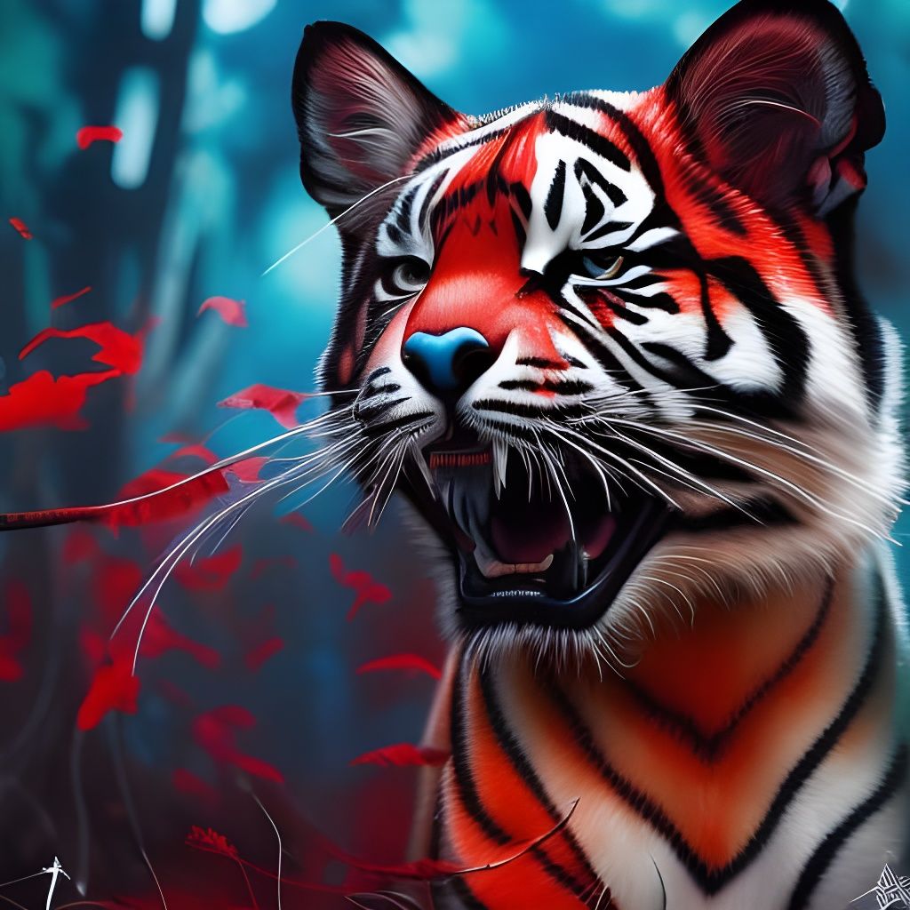 Fierce Tiger Digital Illustration in Vibrant Colors