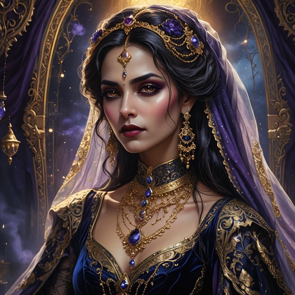 Middle Eastern Vampire in Victorian Dress: Fantasy Art