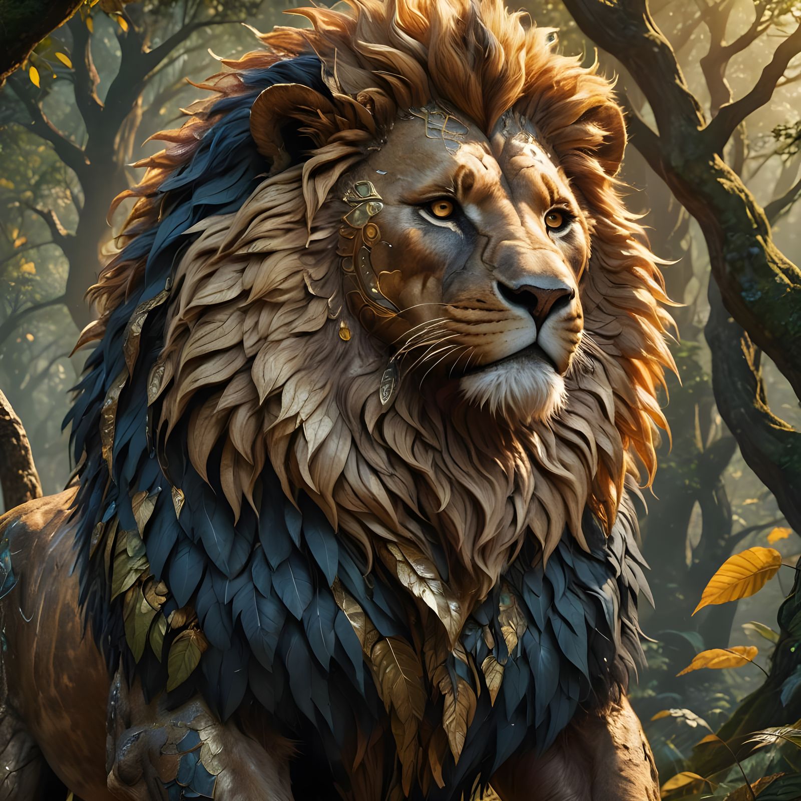 Lion-Human Hybrid in Detailed Fantasy Art