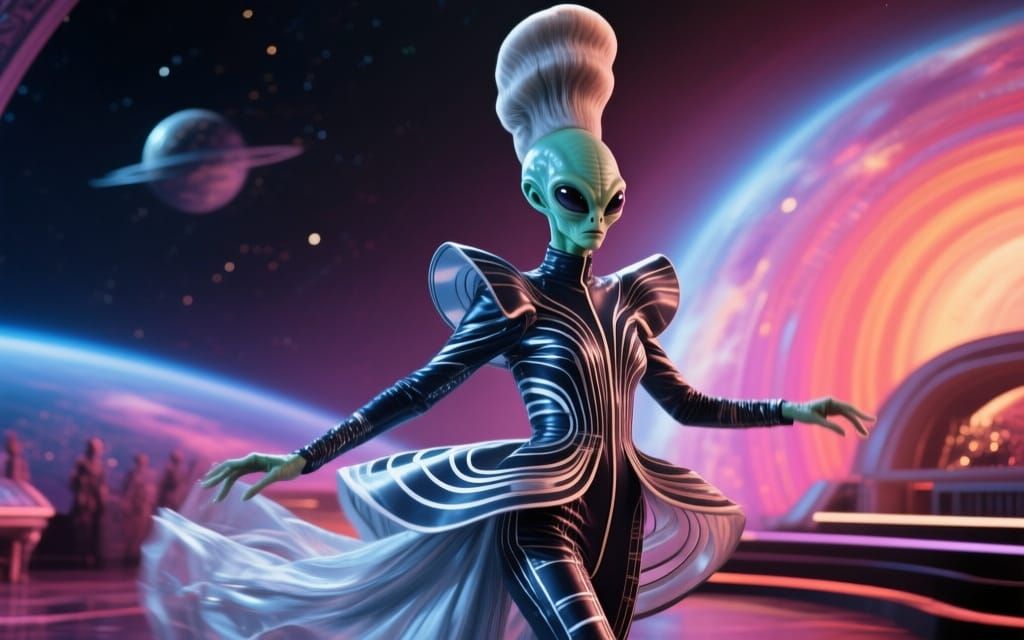 Space-Time Fabric Couture, Flouncing in Colour-Time Shift