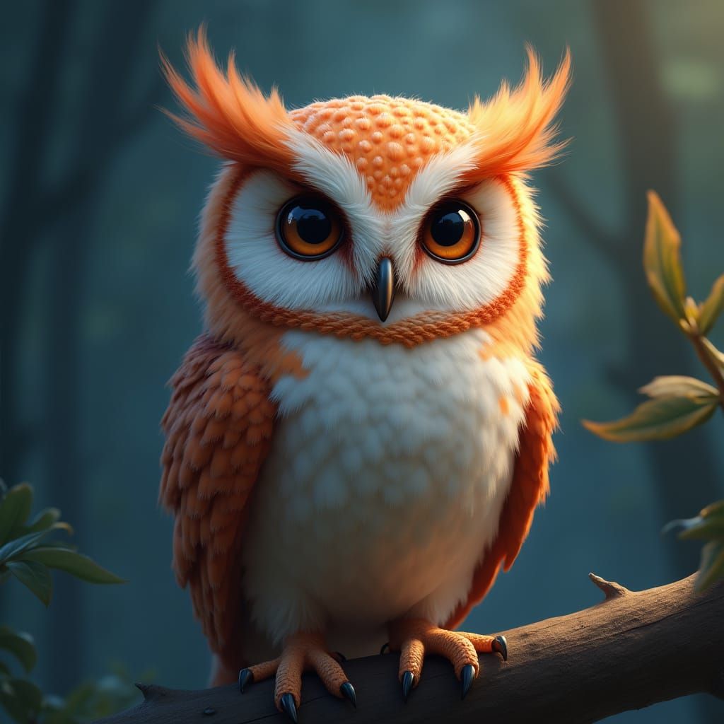 Whimsical Owl Fantasy Art in Deep Color
