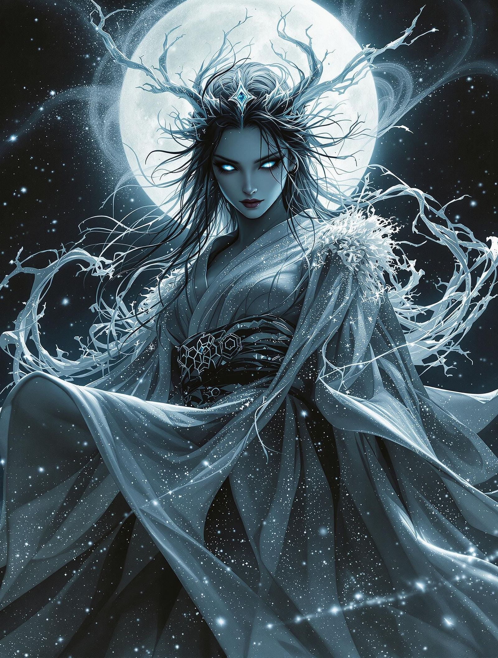 Otherworldly Fae in Charcoal-Heavy Low-Angle Shot