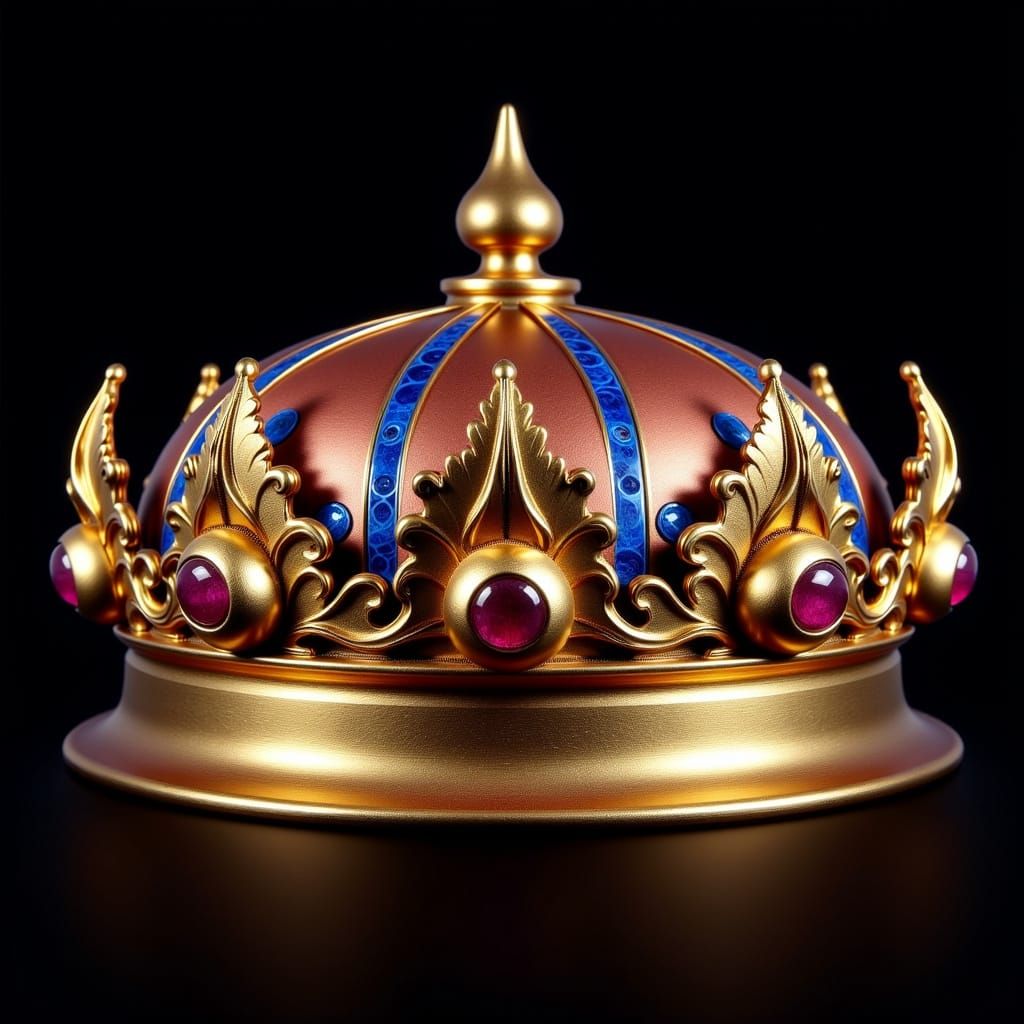 A burnished copper domed crown.