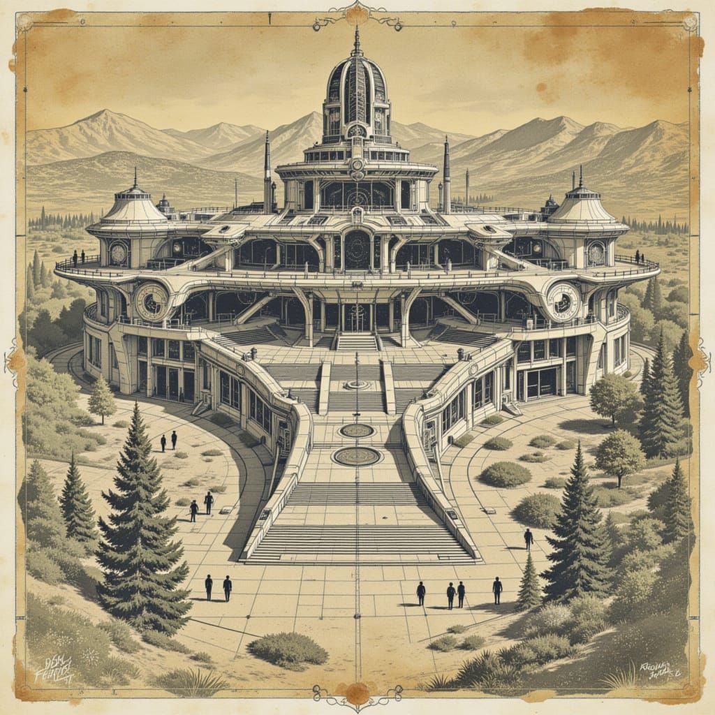 Retro-Futuristic Spaceport Blueprint