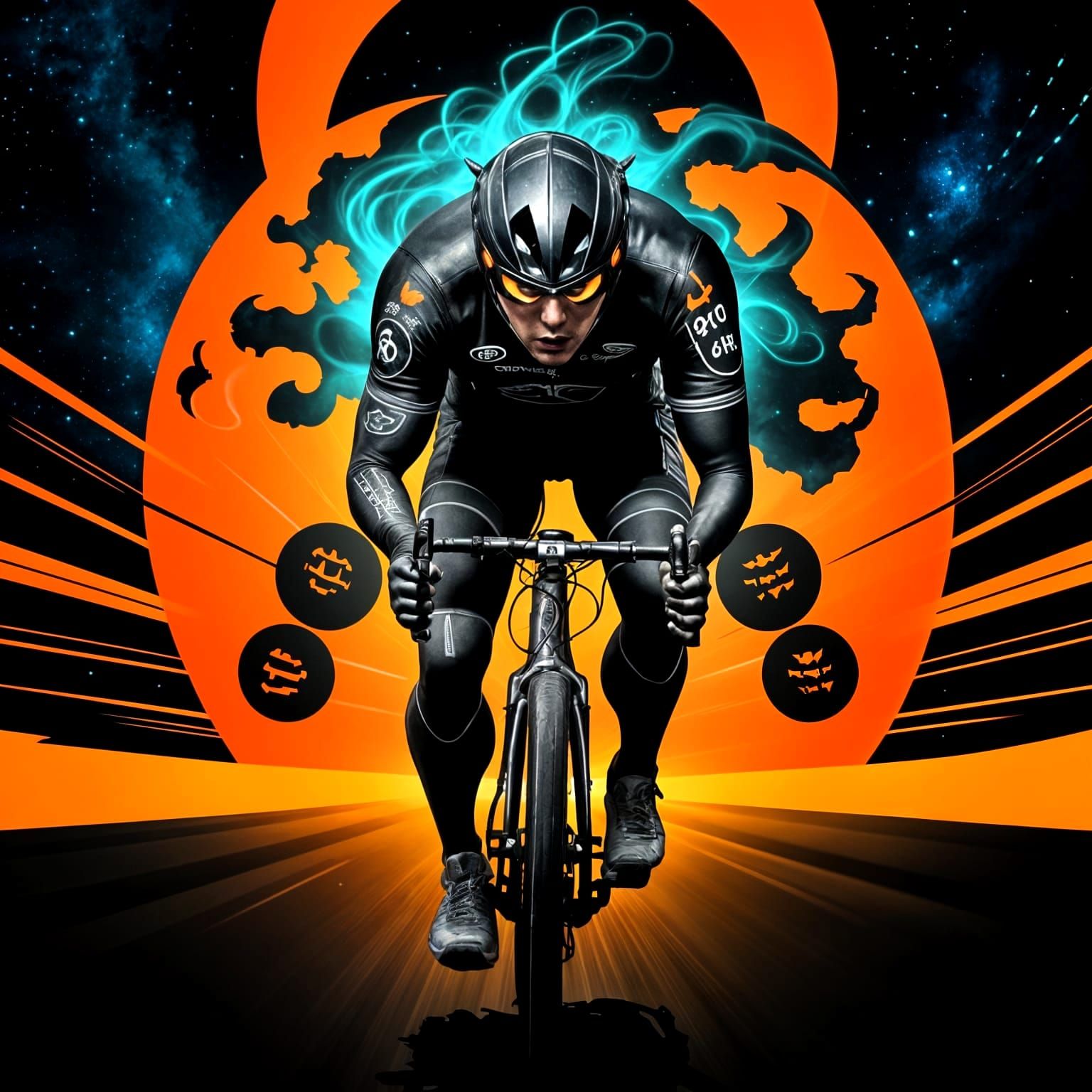 Cosmic Cycling Race Poster in Sci-Fi Concept Art Style