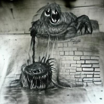Monstrous Creature in Dark Sewer