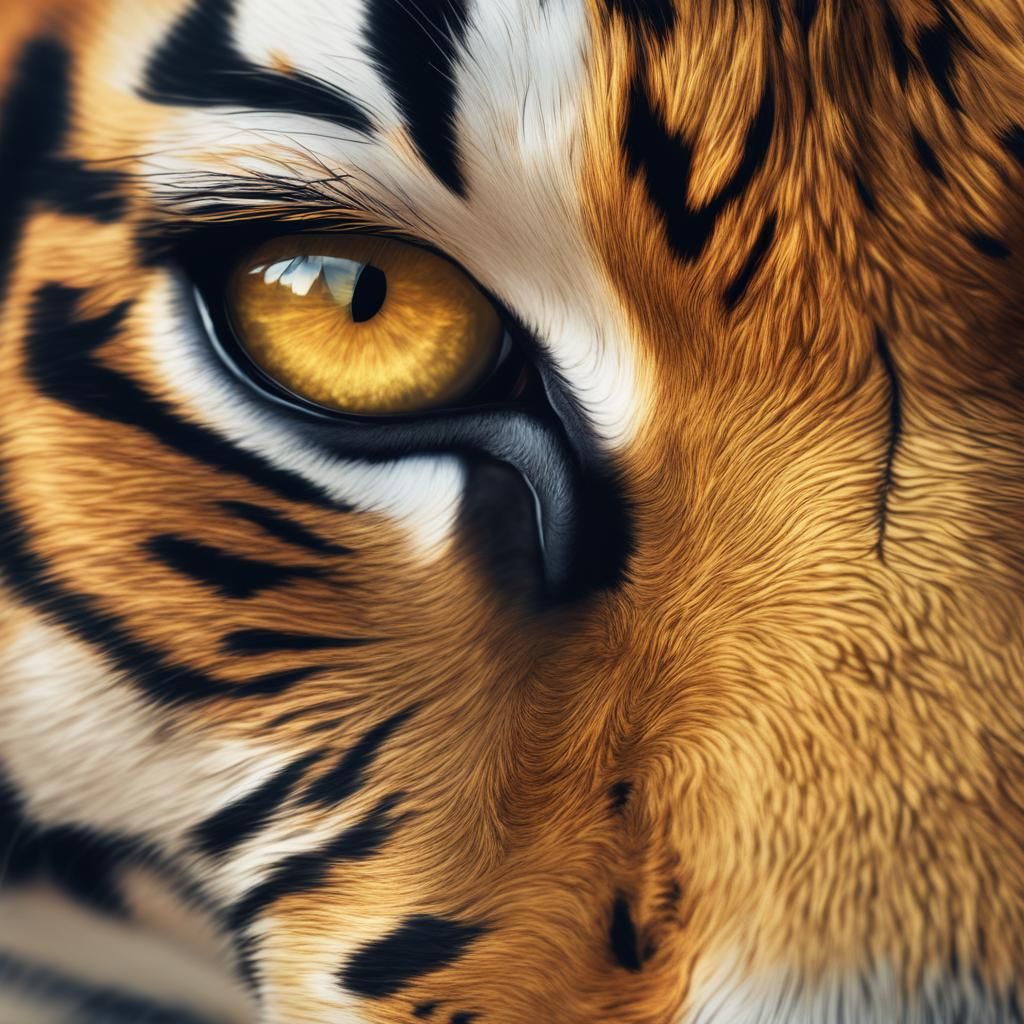 Tiger Reflection in a Woman's Eye: Digital Portrait