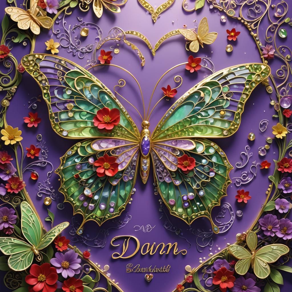 Gem-Studded Butterfly Wing Typography in 3D