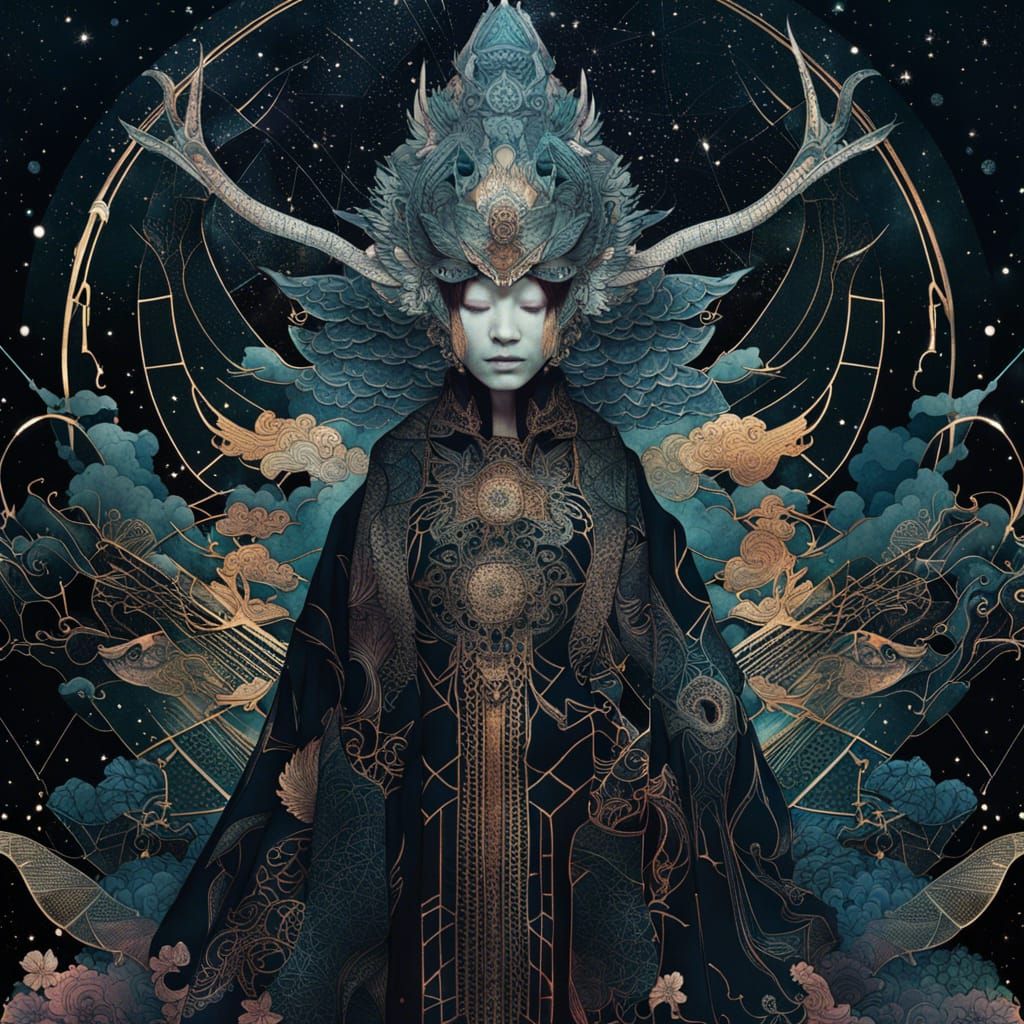 Celestial Dragon with Spiritual Aura in Digital Painting