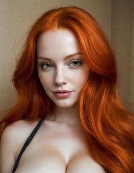Stunning Redhead Portrait with Orange Highlights
