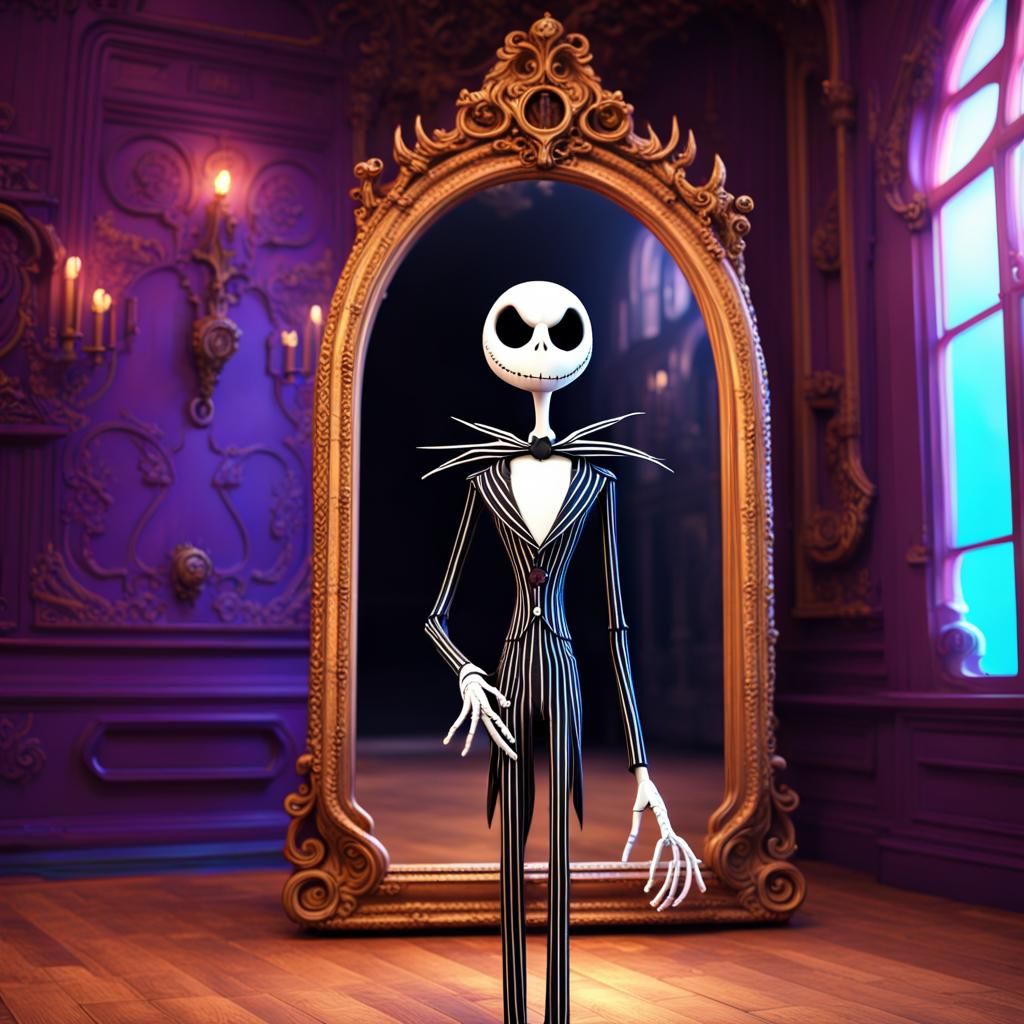 Jack Skellington Gazing into Mirror, 3D Digital Art