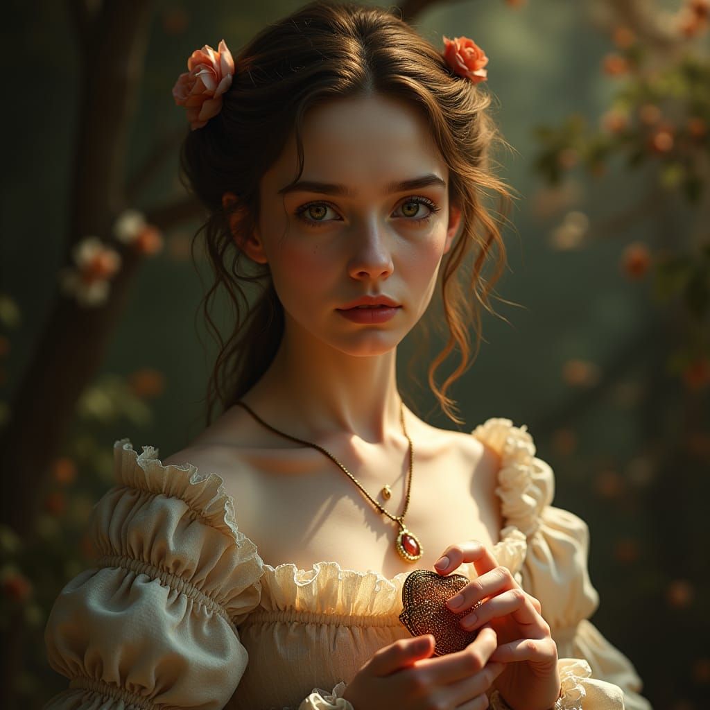 Youthful Maiden in 17th Century Flemish Style