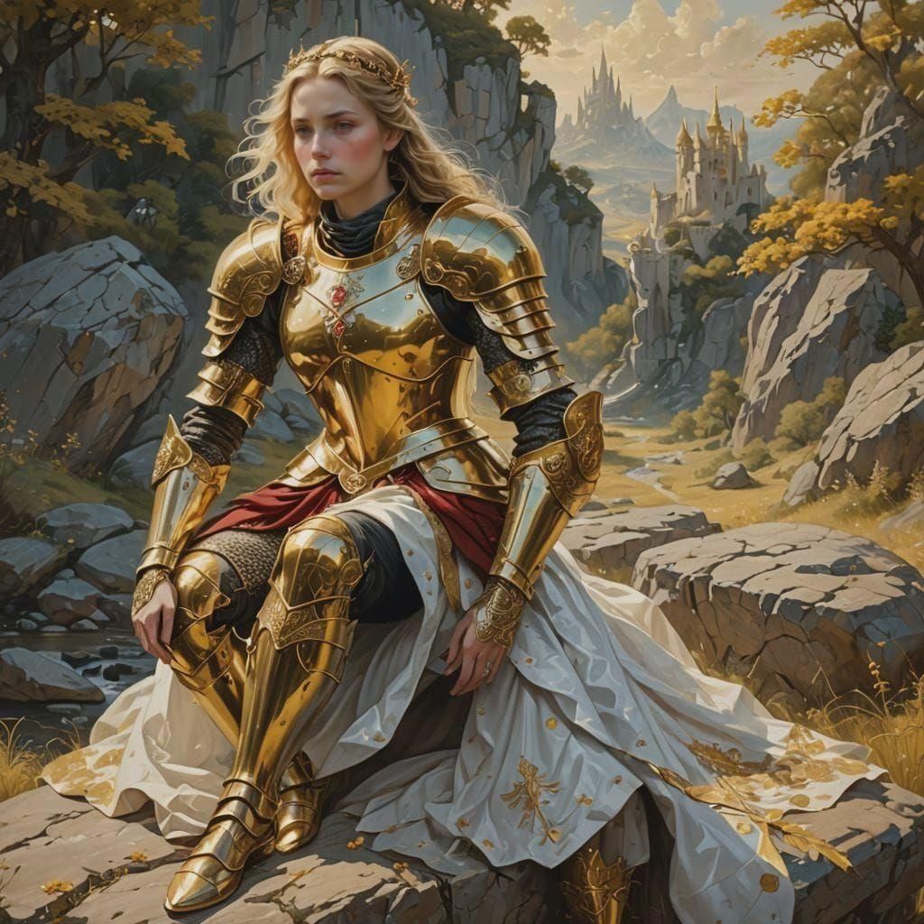 Golden Armor Princess: Renaissance-Style Portrait