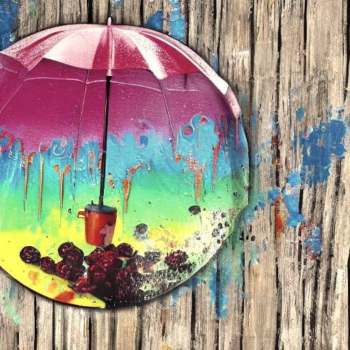 Moss and Cranberries Grow From Upside-Down Umbrella in Graff...