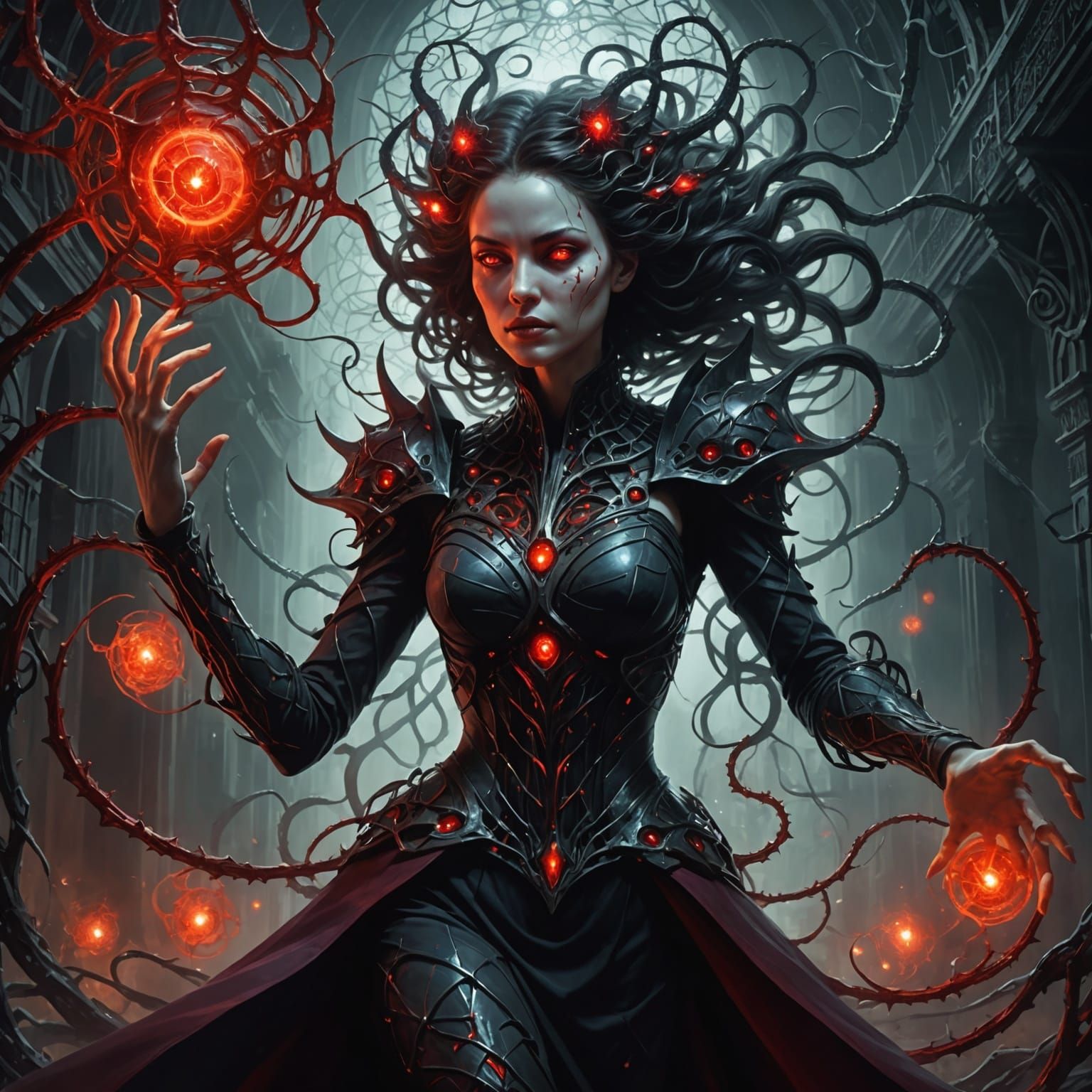 Ethereal Woman in Molecular World: Digital Art