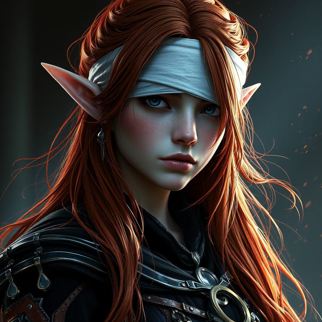 High-Elf Woman in Black Robes, Fantasy Art