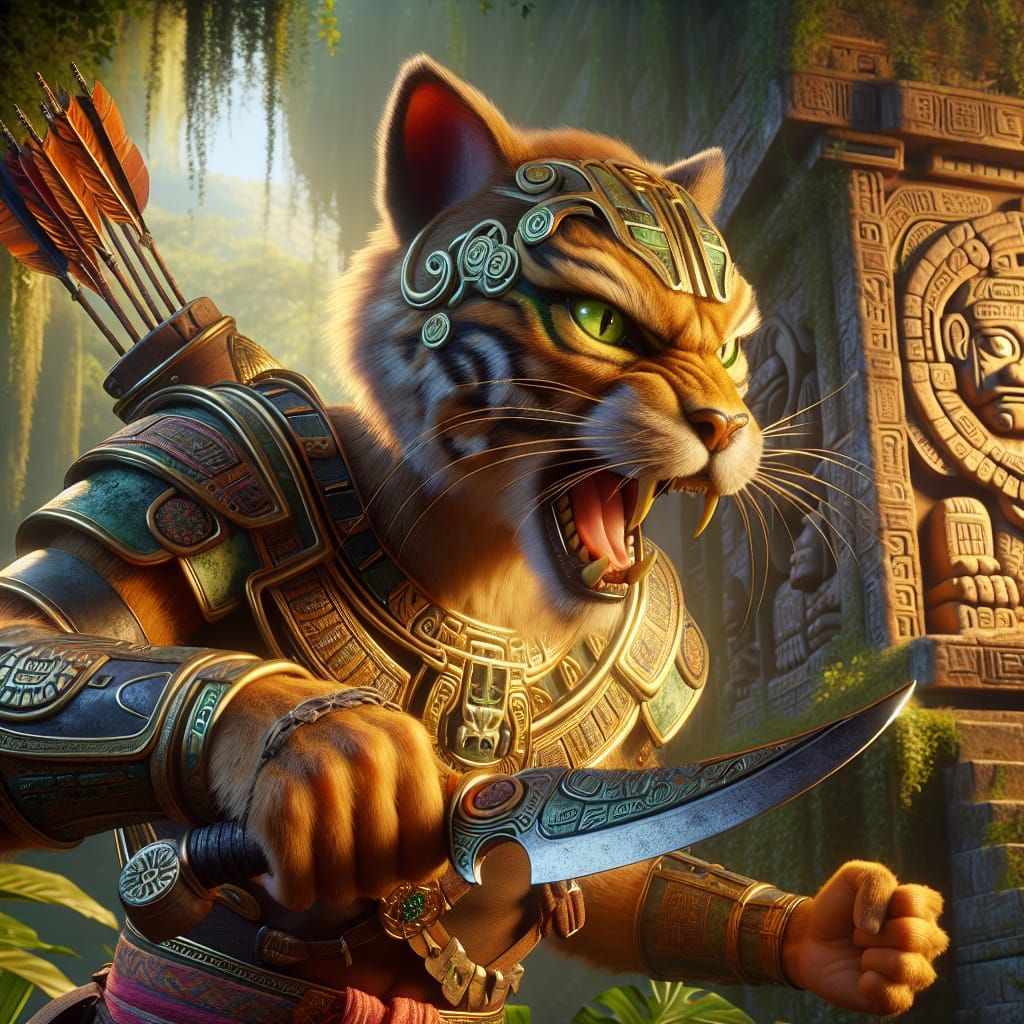 Mayan Catfolk Warrior Concept Art